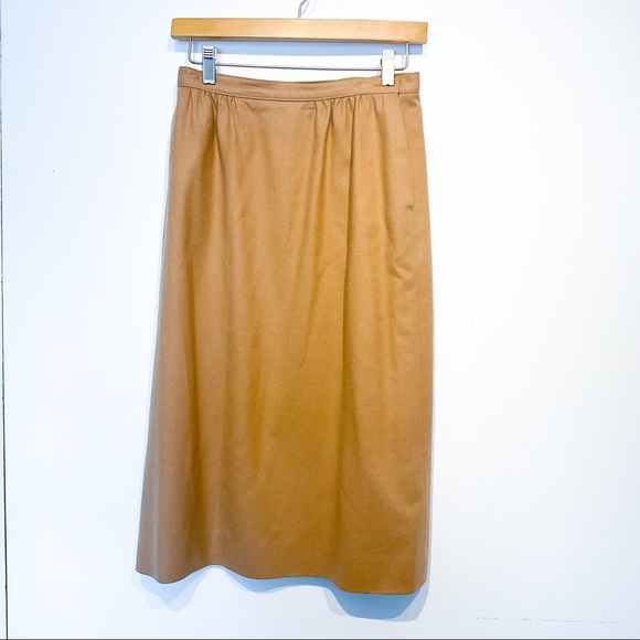 Wool PENDLETON Vintage Long Pencil Skirt In Tan Color - Picture 2 of 12
